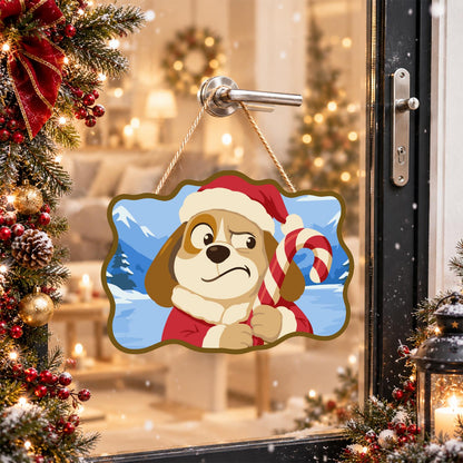 Skeptical Pup with Candy Cane paint by numbers hanging sign – image 17