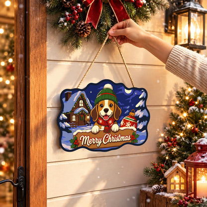 Beanie Beagle with Red Ornament paint by numbers hanging sign – image 14