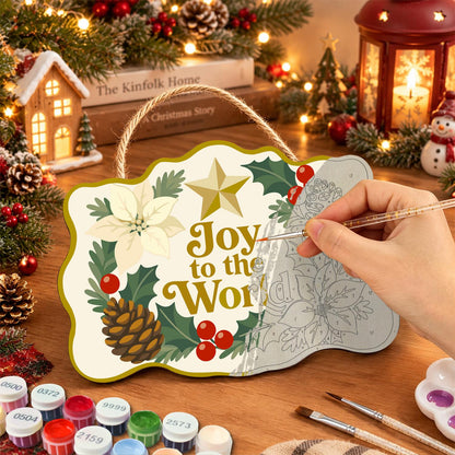 Golden Star Pinecone Wreath paint by numbers hanging sign – image 7