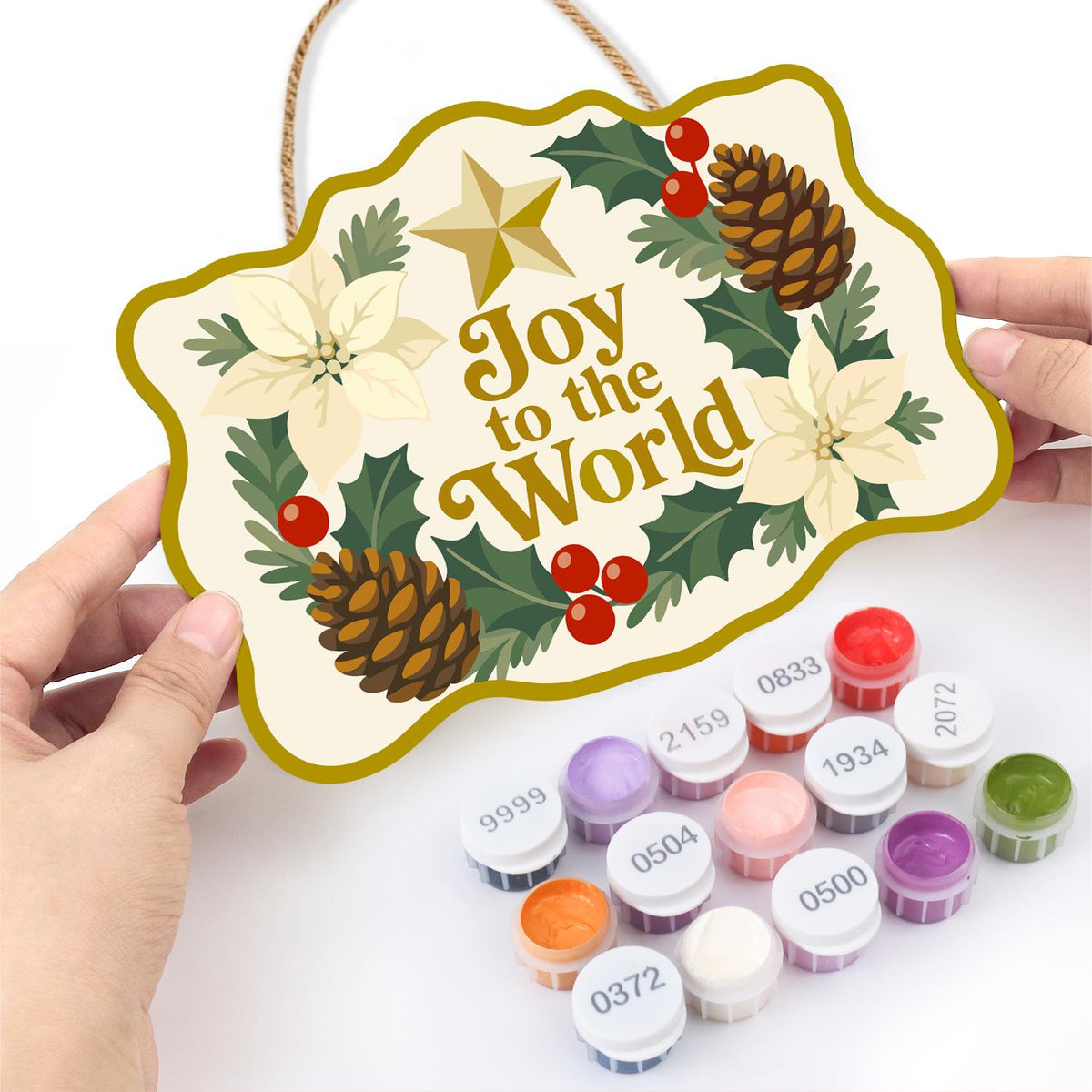 Golden Star Pinecone Wreath paint by numbers hanging sign – image 9