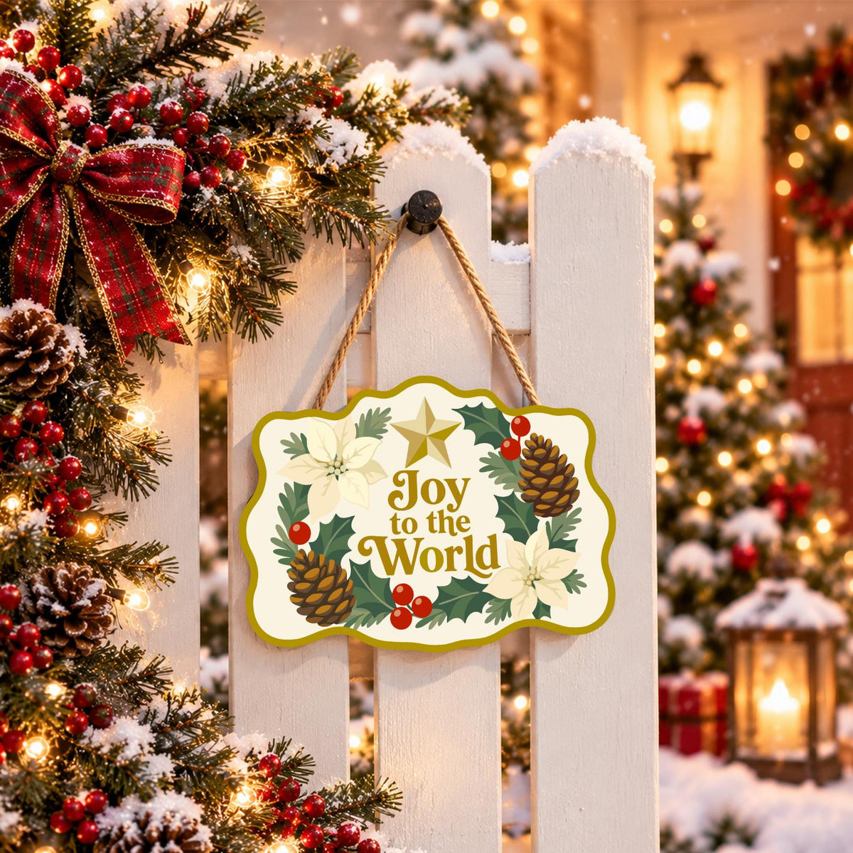 Golden Star Pinecone Wreath paint by numbers hanging sign – image 15