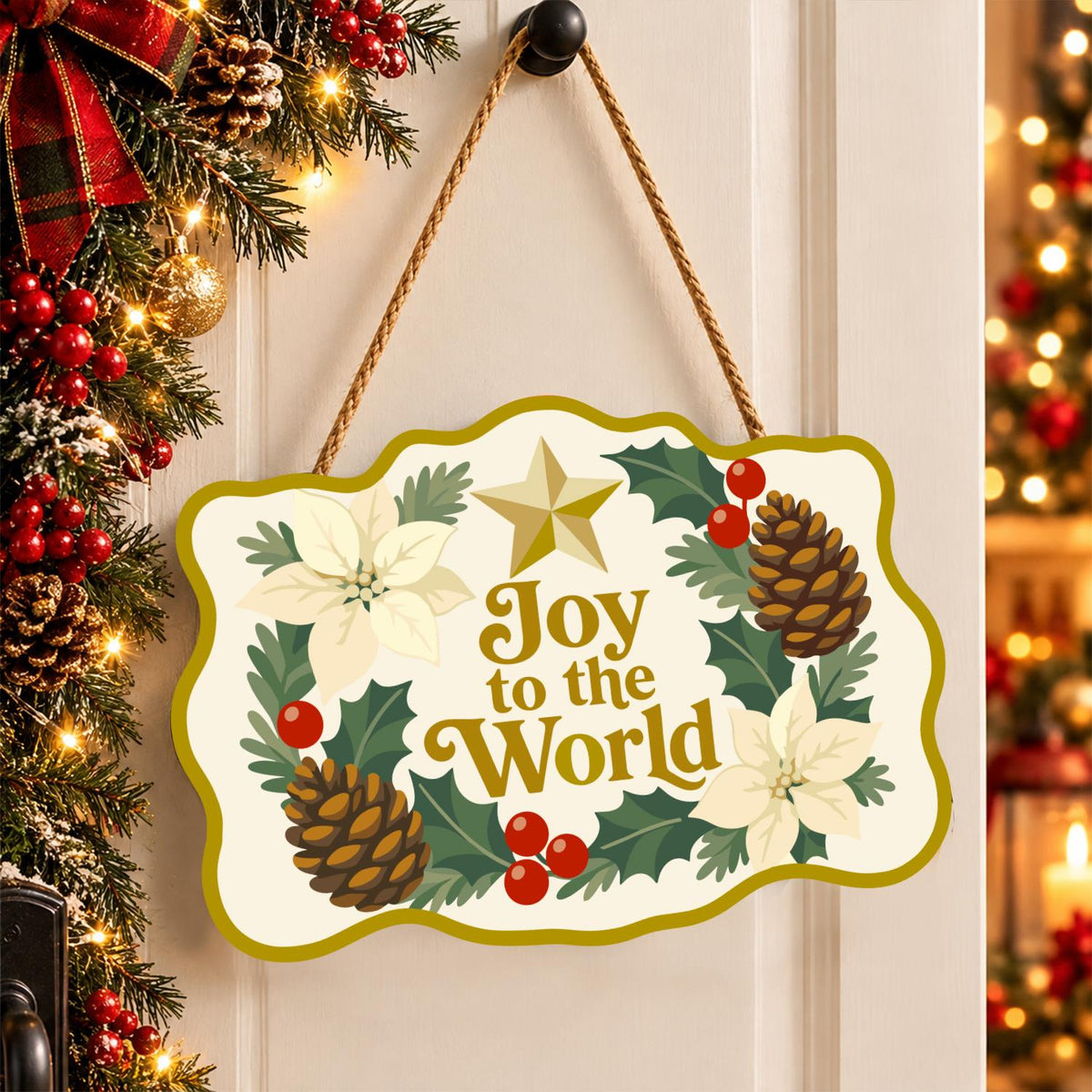 Golden Star Pinecone Wreath paint by numbers hanging sign – image 16