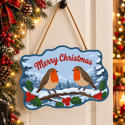 Snowy Branch Robin Pair paint by numbers hanging sign – image 16