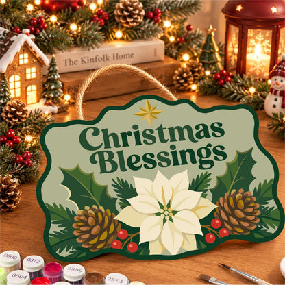 Sage Green Christmas Blessing paint by numbers hanging sign – image 8
