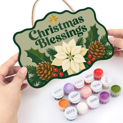 Sage Green Christmas Blessing paint by numbers hanging sign – image 9