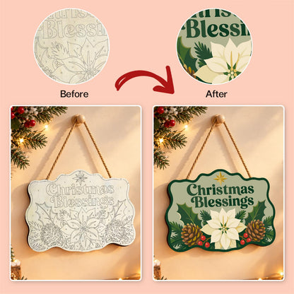 Sage Green Christmas Blessing paint by numbers hanging sign – image 10