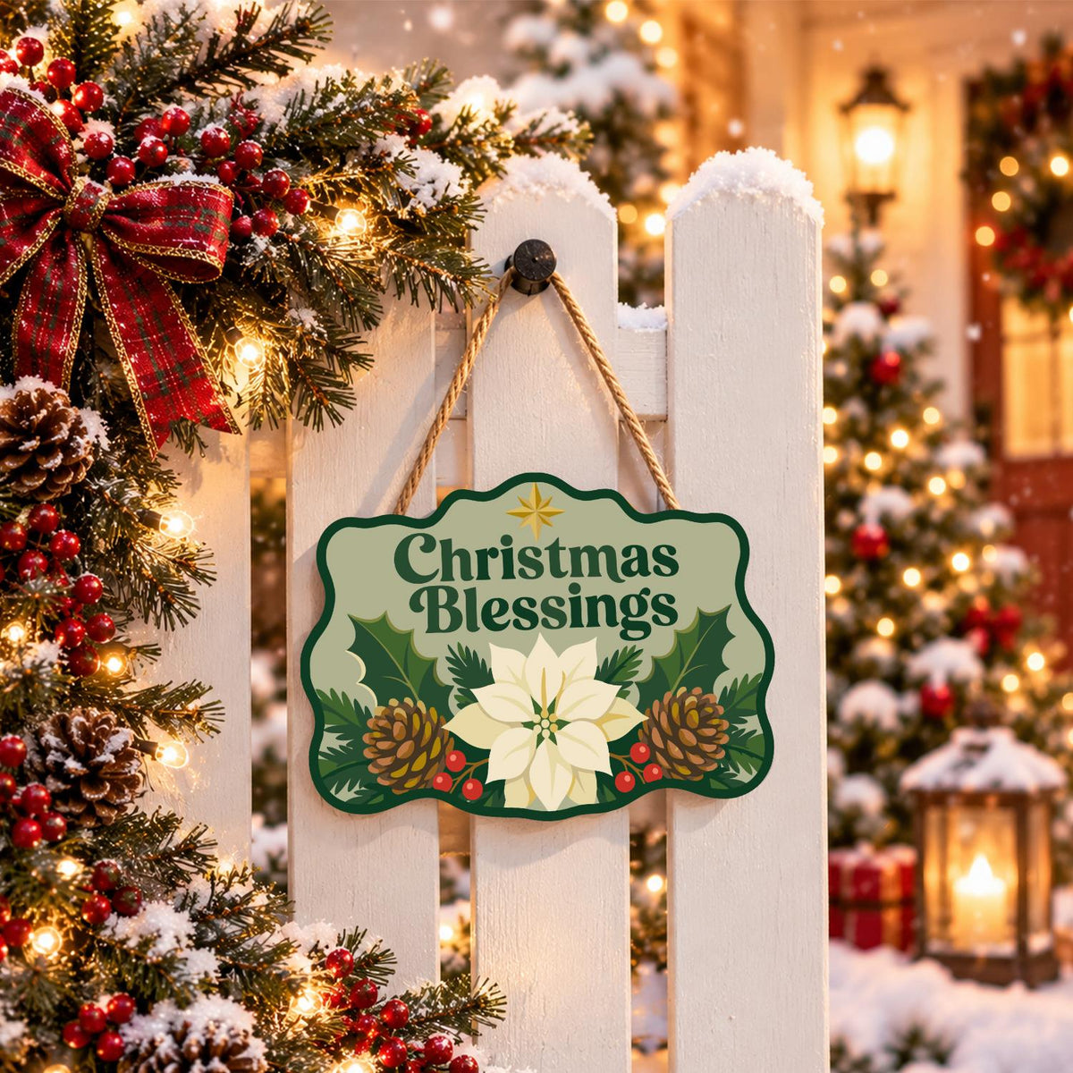 Sage Green Christmas Blessing paint by numbers hanging sign – image 15