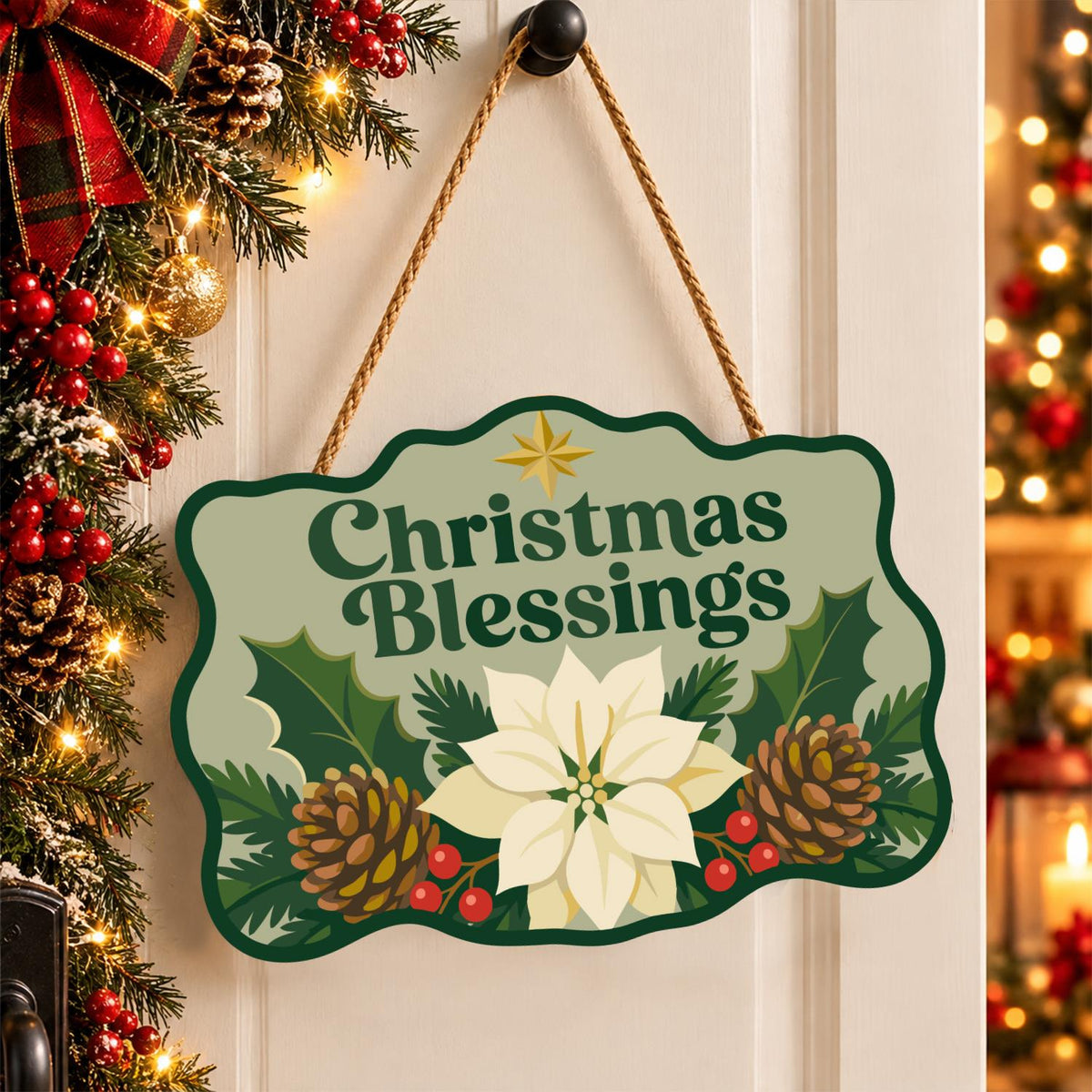 Sage Green Christmas Blessing paint by numbers hanging sign – image 16