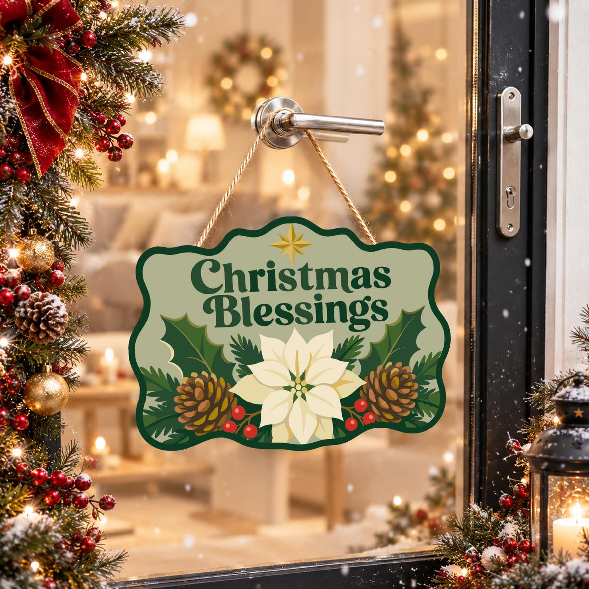 Sage Green Christmas Blessing paint by numbers hanging sign – image 17