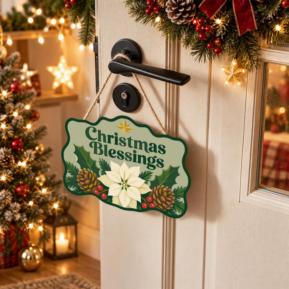 Sage Green Christmas Blessing paint by numbers hanging sign – image 18