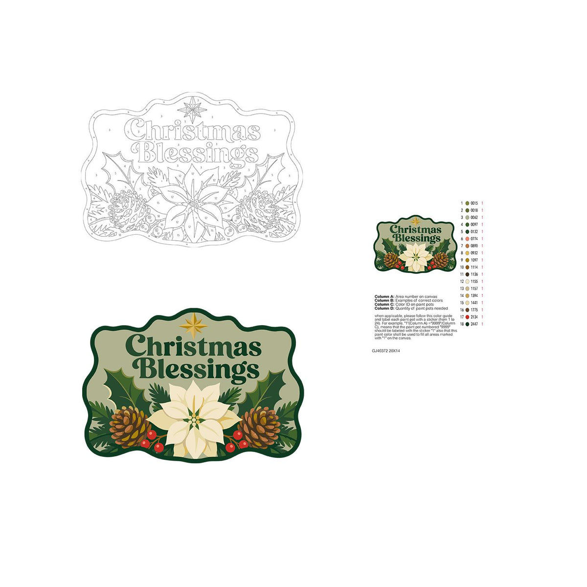 Sage Green Christmas Blessing paint by numbers hanging sign – image 19