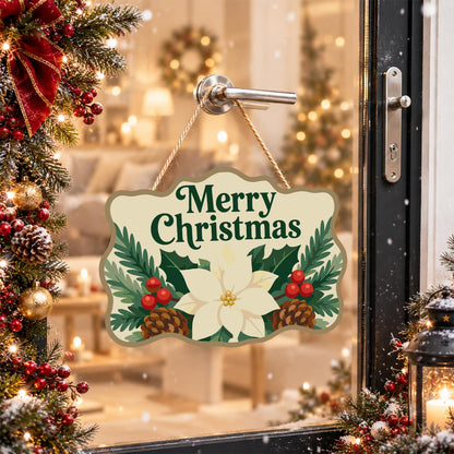 Cream Poinsettia Pine Garland paint by numbers hanging sign – image 17