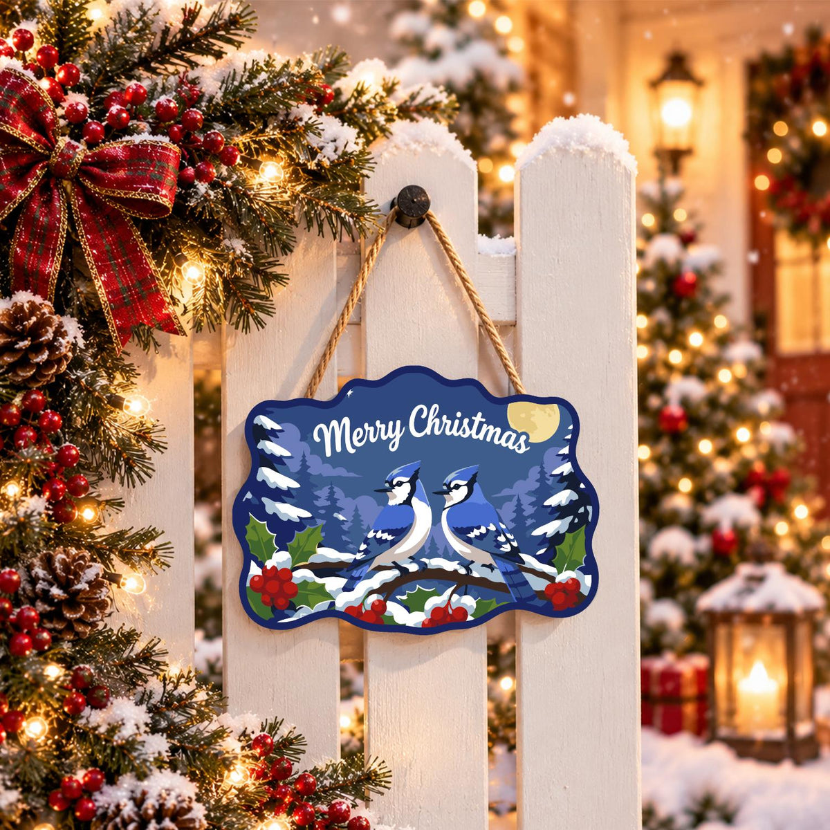 Blue Jay Pair on Berry Branch paint by numbers hanging sign – image 15