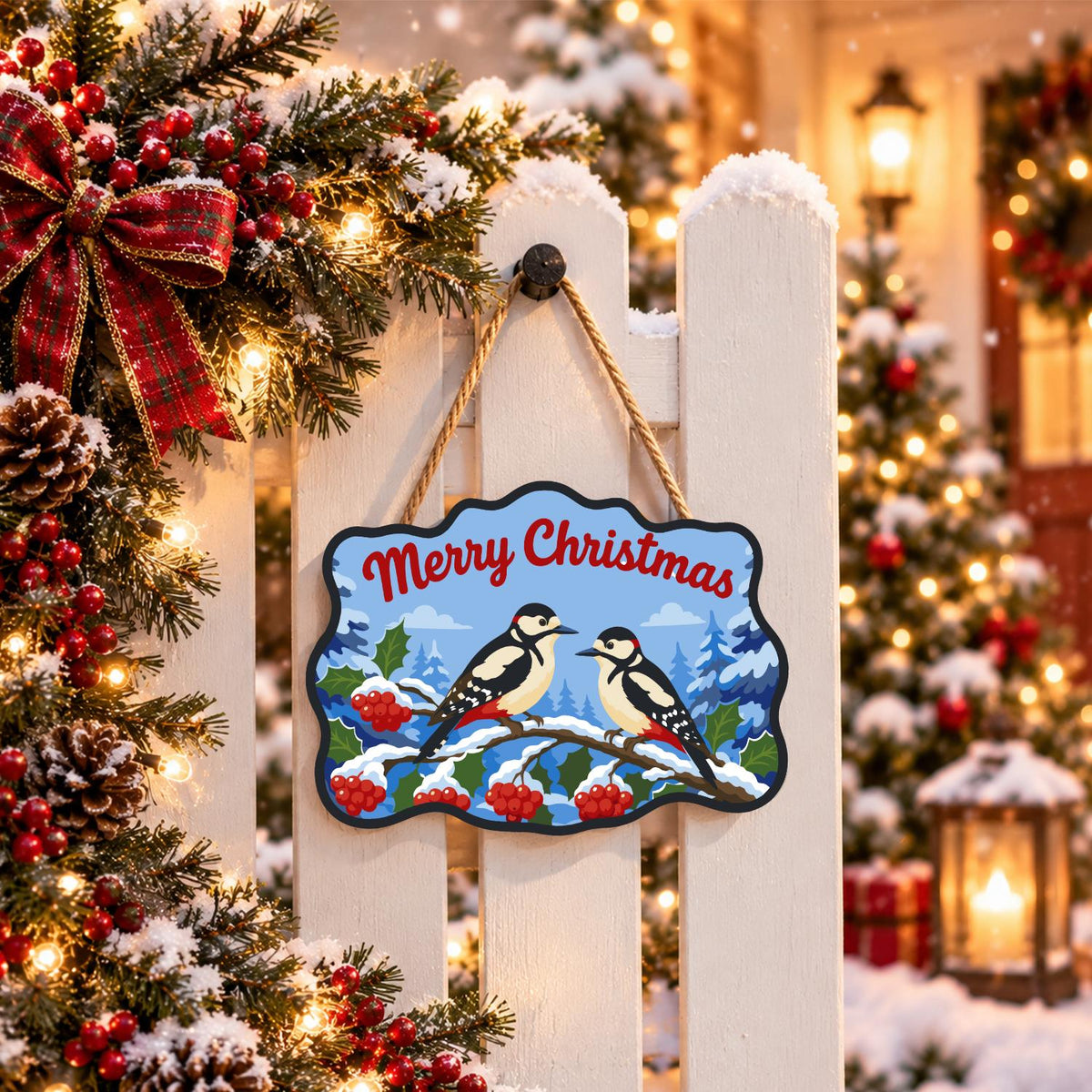 Spotted Woodpeckers and Berries paint by numbers hanging sign – image 15