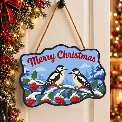 Spotted Woodpeckers and Berries paint by numbers hanging sign – image 16