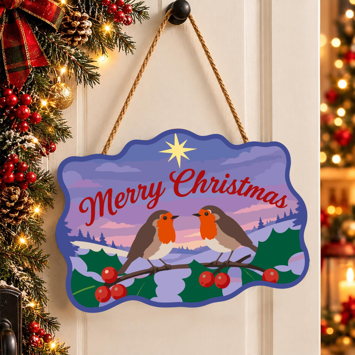 Twilight Robins Under a Star paint by numbers hanging sign – image 16
