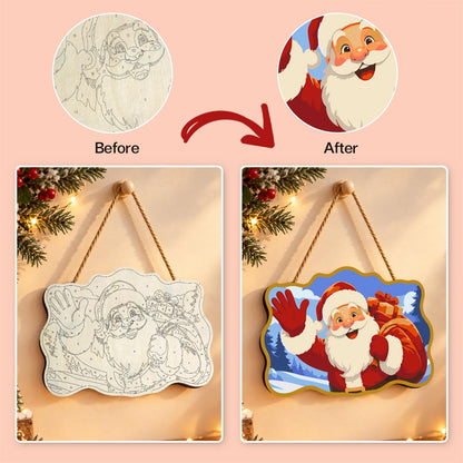 Gold-Framed Waving Santa paint by numbers hanging sign – image 10