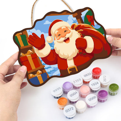 Stacked Presents Santa Hello paint by numbers hanging sign – image 9
