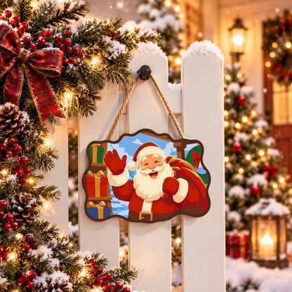 Stacked Presents Santa Hello paint by numbers hanging sign – image 15