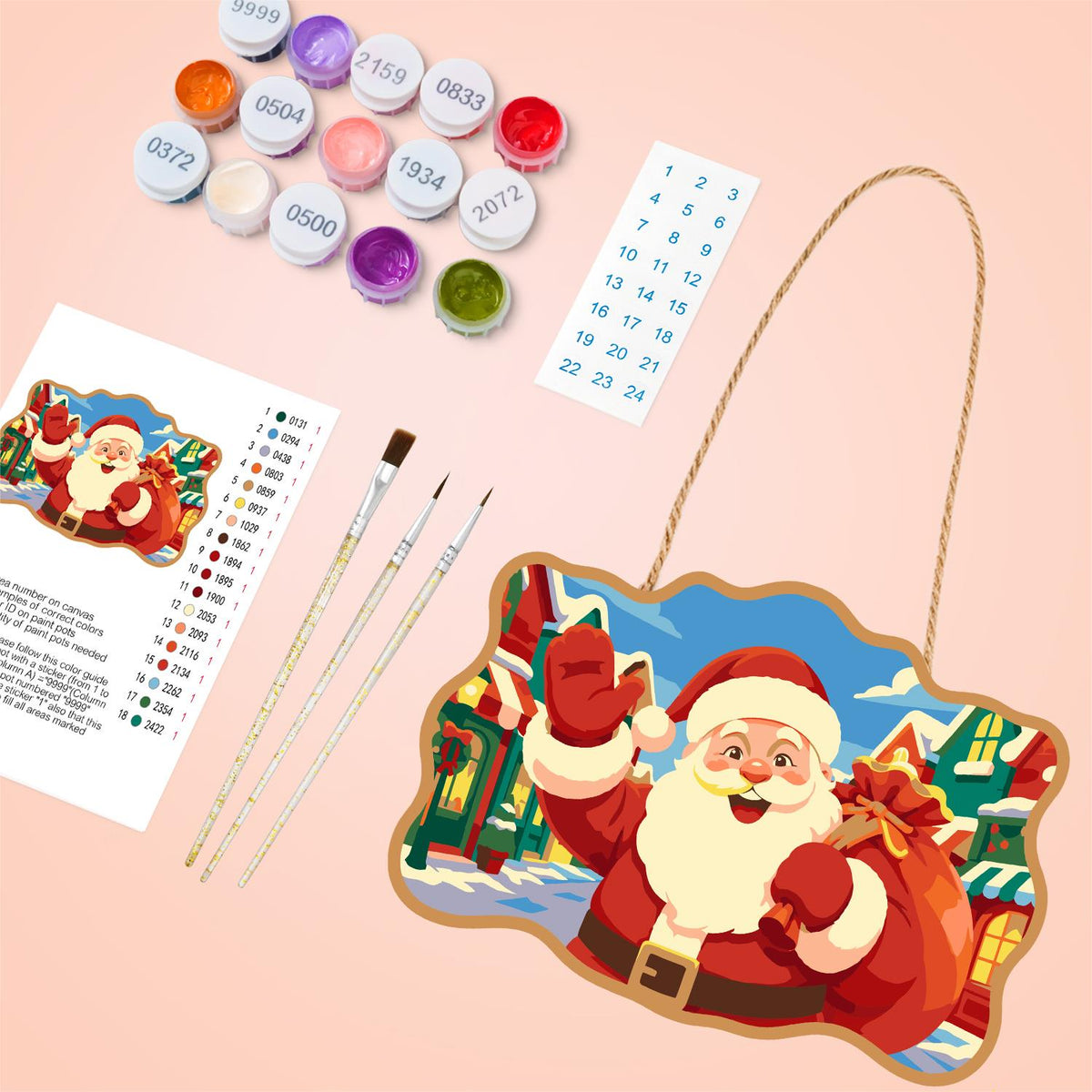 Bright Village Street Santa paint by numbers hanging sign – image 4