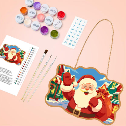 Bright Village Street Santa paint by numbers hanging sign – image 4
