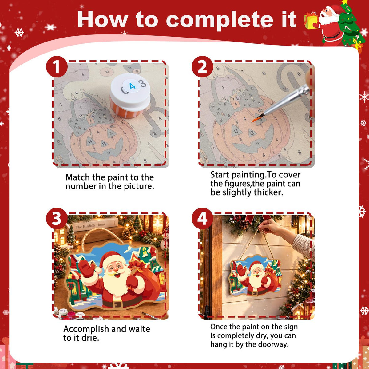 Bright Village Street Santa paint by numbers hanging sign – image 6