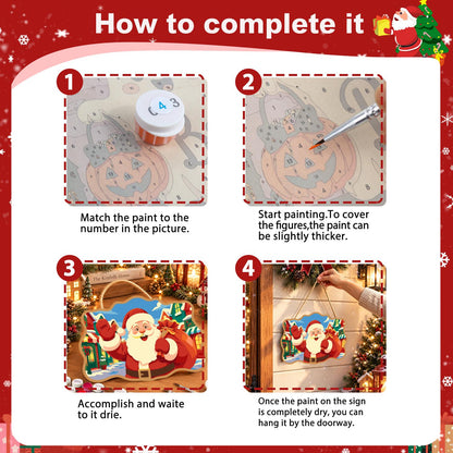 Bright Village Street Santa paint by numbers hanging sign – image 6