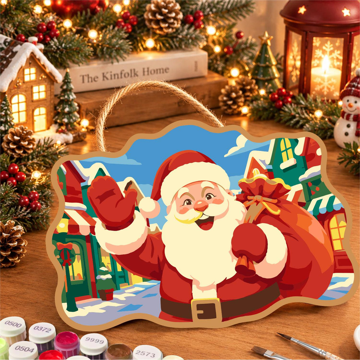Bright Village Street Santa paint by numbers hanging sign – image 8