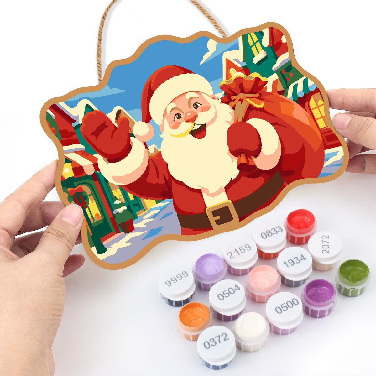 Bright Village Street Santa paint by numbers hanging sign – image 9