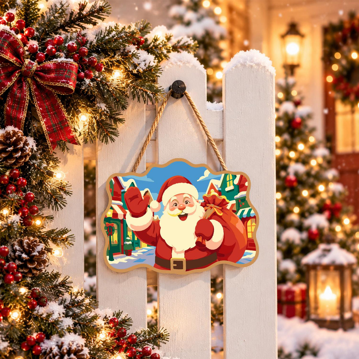 Bright Village Street Santa paint by numbers hanging sign – image 15