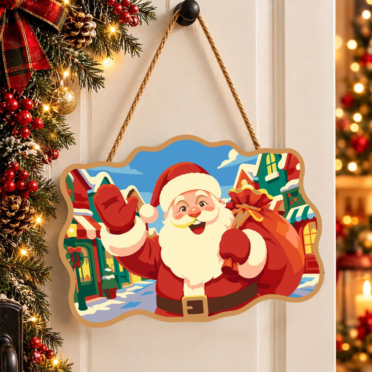 Bright Village Street Santa paint by numbers hanging sign – image 16