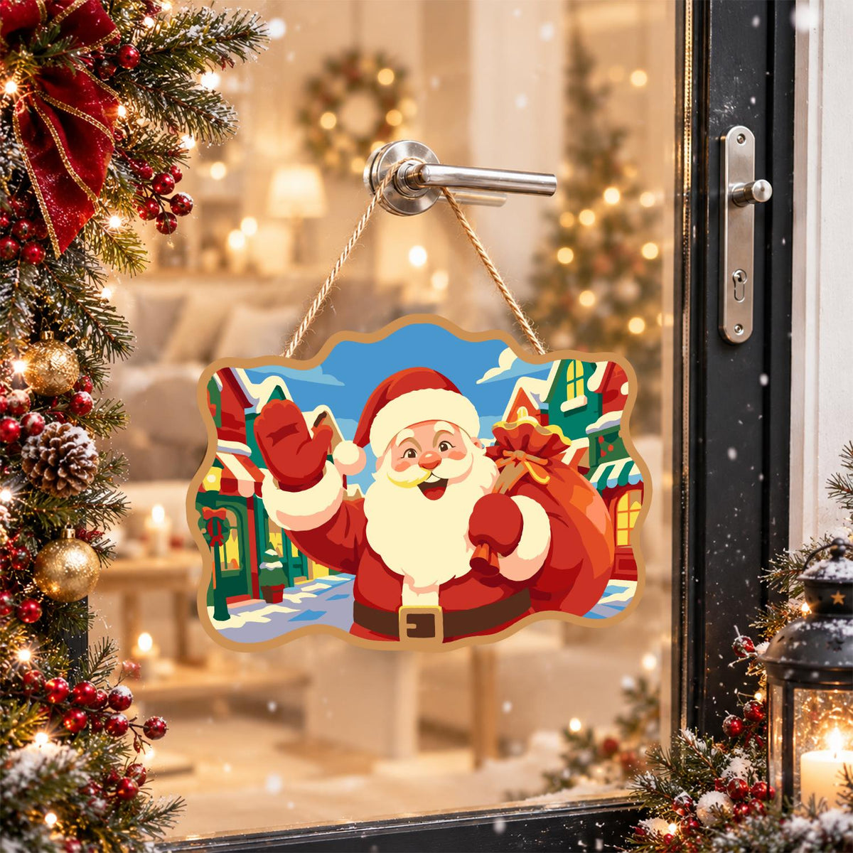 Bright Village Street Santa paint by numbers hanging sign – image 17