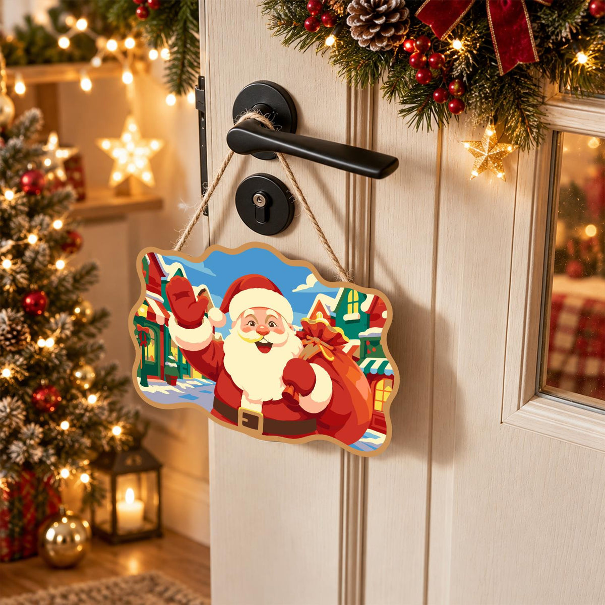 Bright Village Street Santa paint by numbers hanging sign – image 18