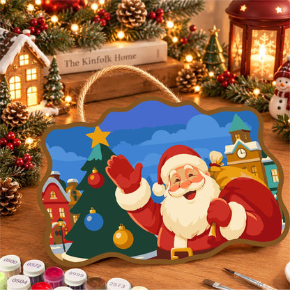 Clock Tower Santa and Tree paint by numbers hanging sign – image 8