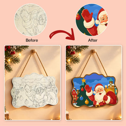 Clock Tower Santa and Tree paint by numbers hanging sign – image 10