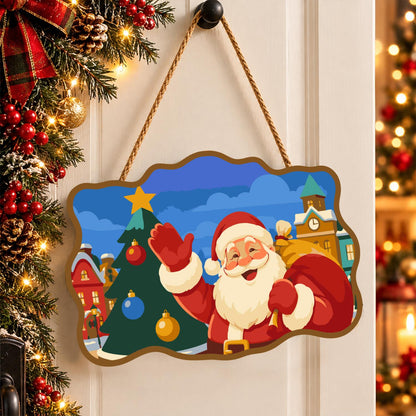 Clock Tower Santa and Tree paint by numbers hanging sign – image 16