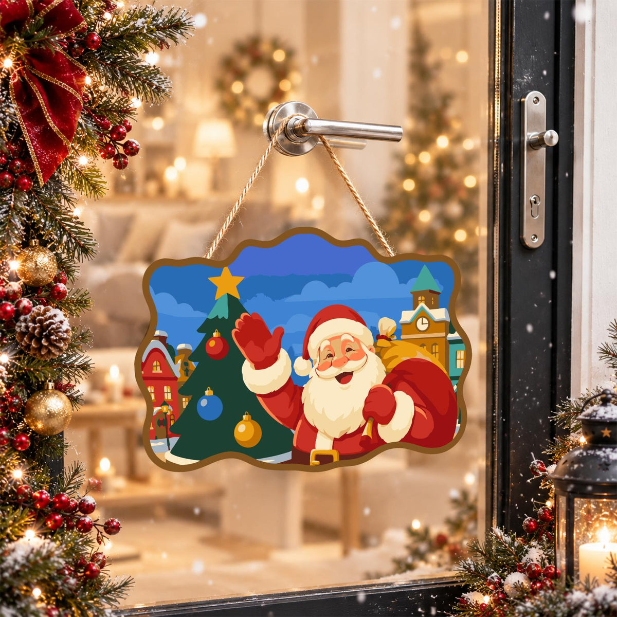 Clock Tower Santa and Tree paint by numbers hanging sign – image 17