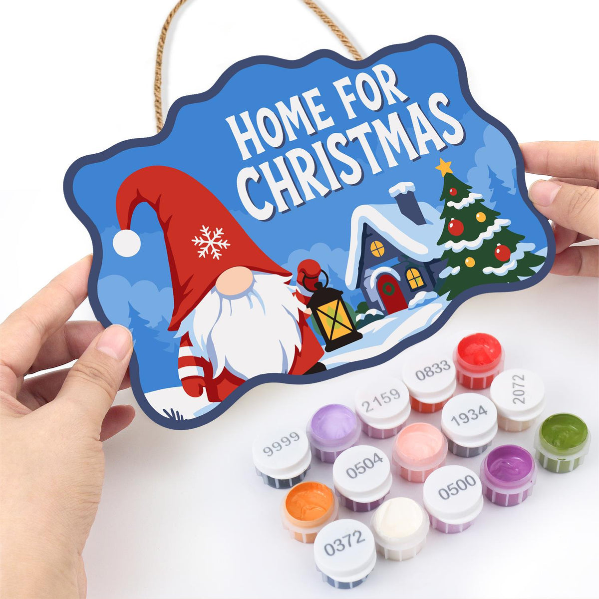 Lantern Gnome Cottage Homecoming paint by numbers hanging sign – image 9
