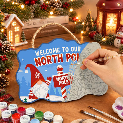 Gnome at the North Pole Post paint by numbers hanging sign – image 7
