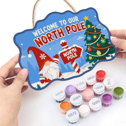 Gnome at the North Pole Post paint by numbers hanging sign – image 9