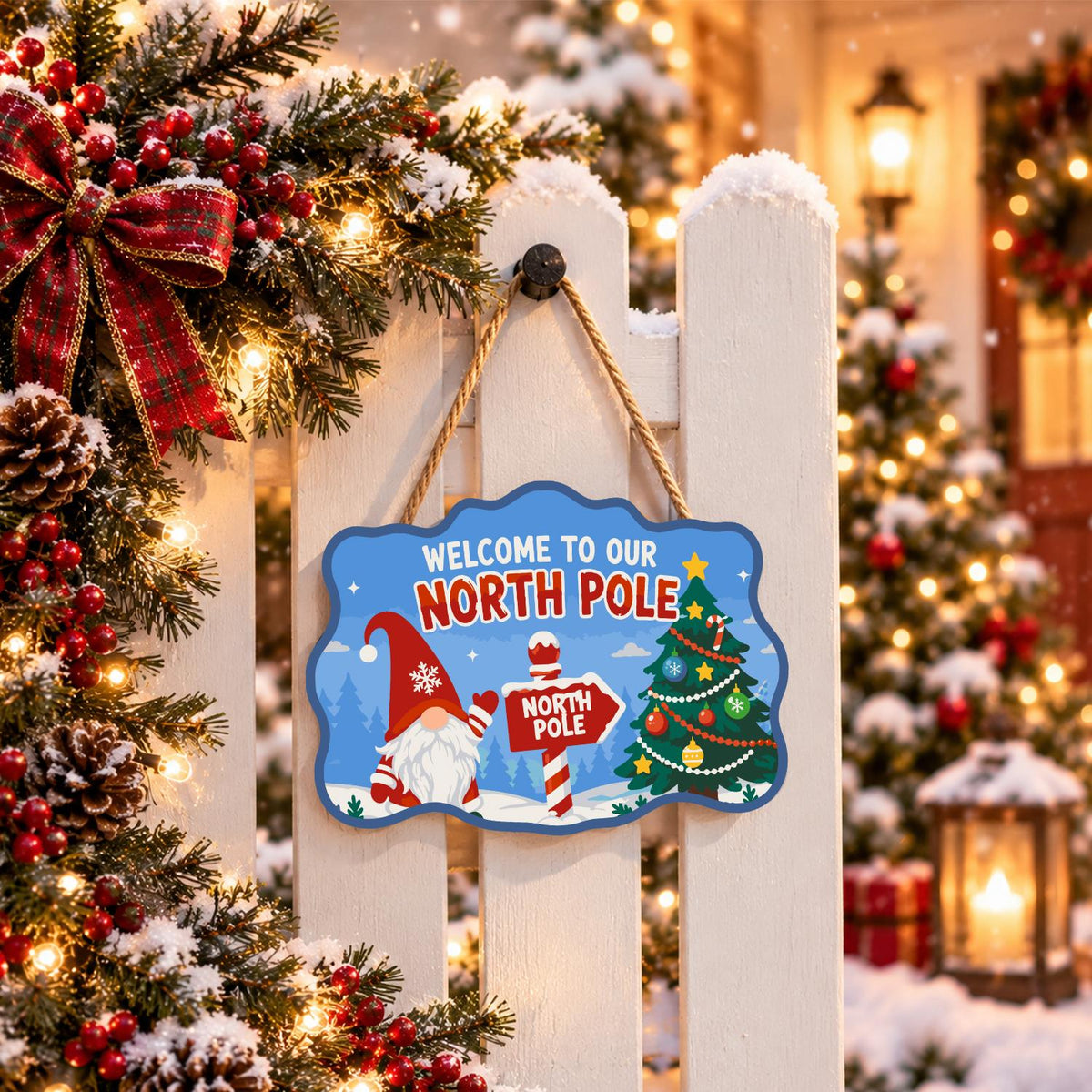Gnome at the North Pole Post paint by numbers hanging sign – image 15