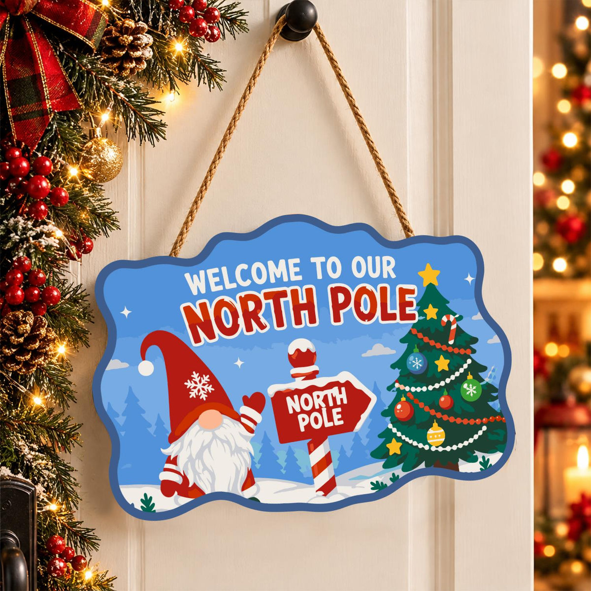 Gnome at the North Pole Post paint by numbers hanging sign – image 16