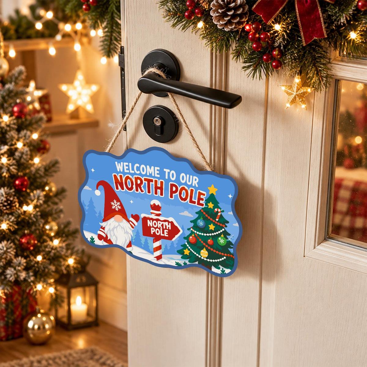 Gnome at the North Pole Post paint by numbers hanging sign – image 18