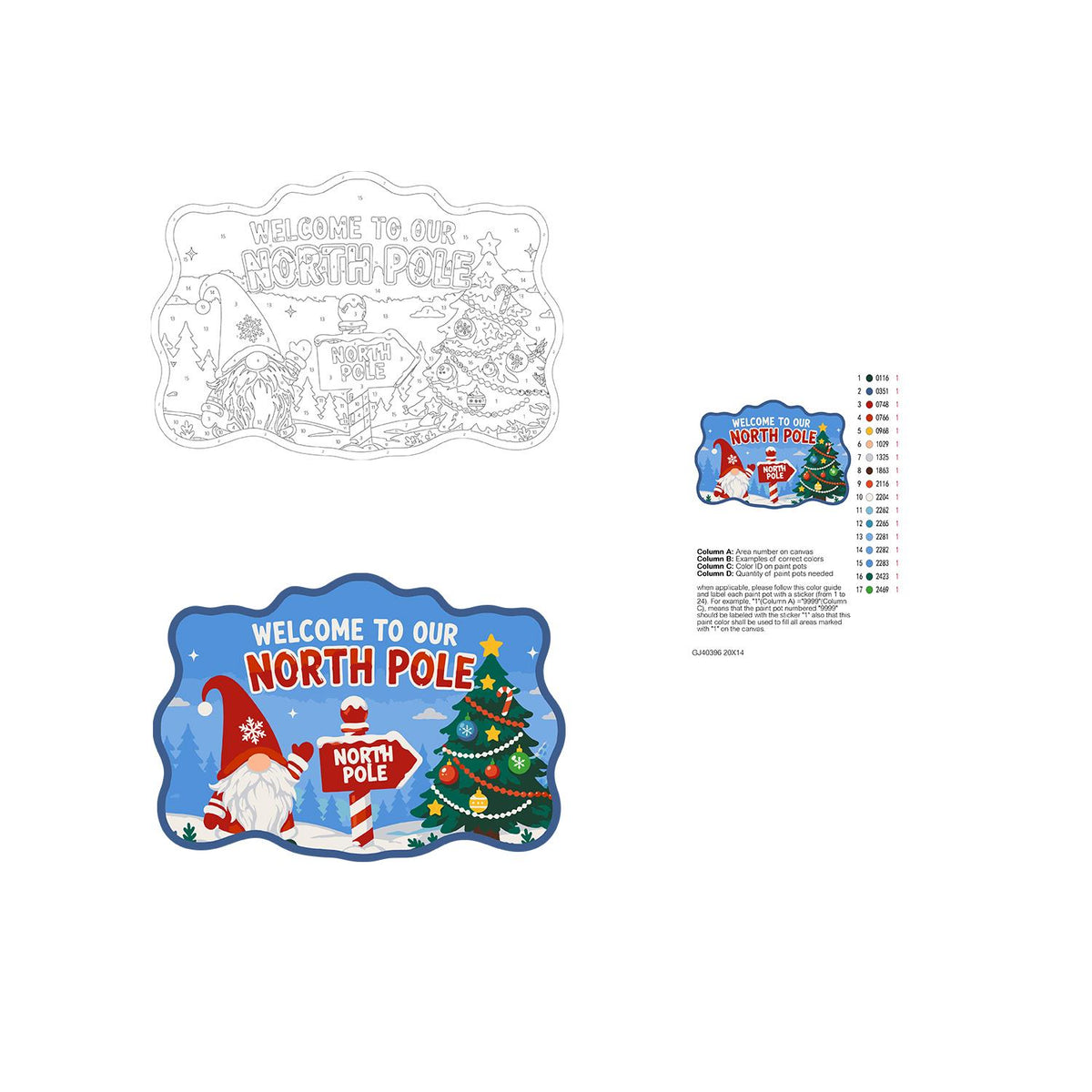 Gnome at the North Pole Post paint by numbers hanging sign – image 19