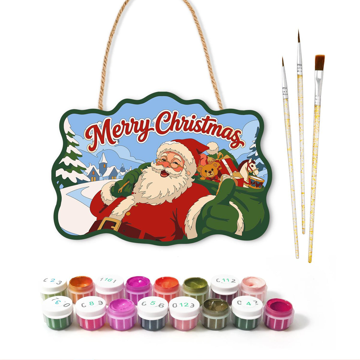Toy Sack Santa Village Road paint by numbers hanging sign – image 2