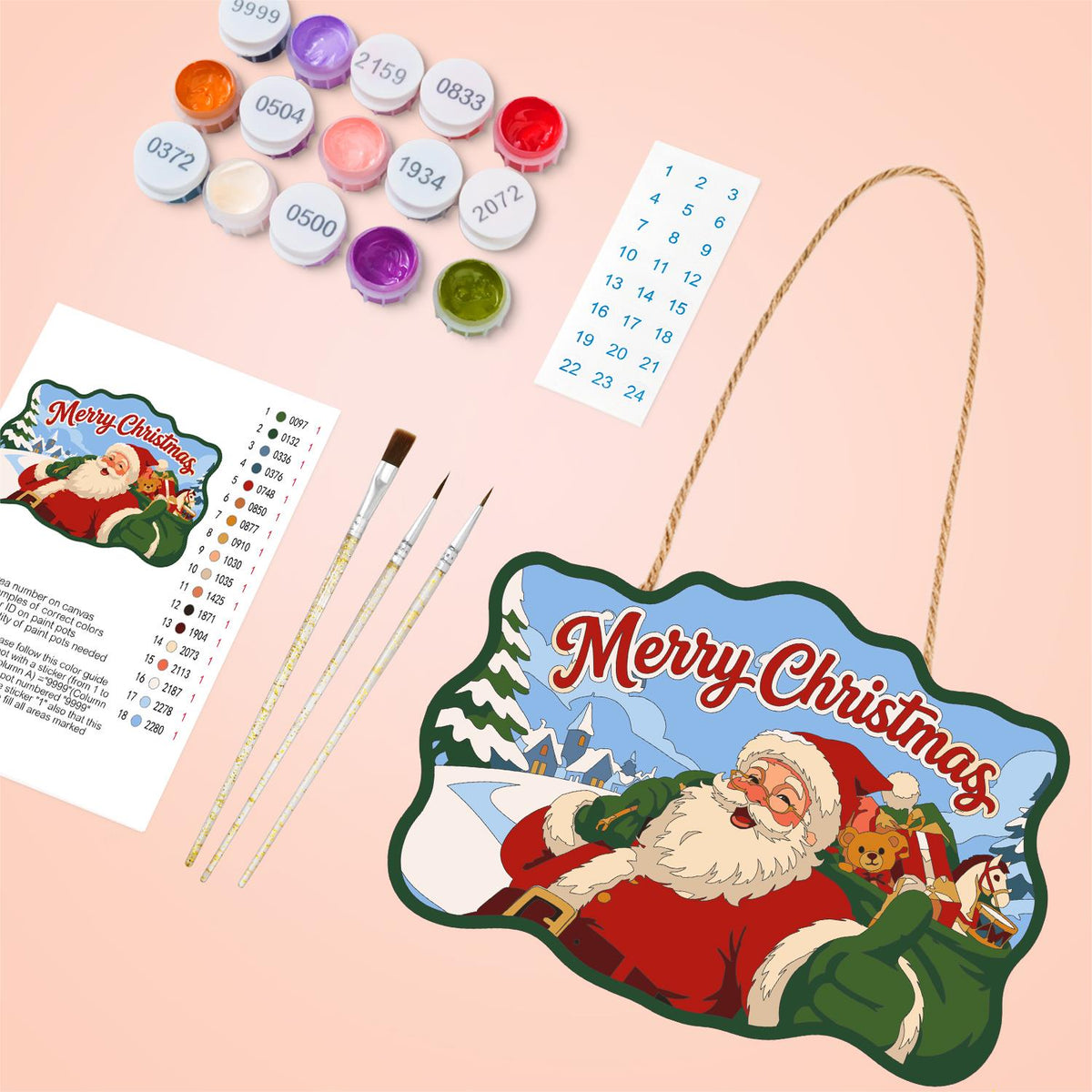 Toy Sack Santa Village Road paint by numbers hanging sign – image 4