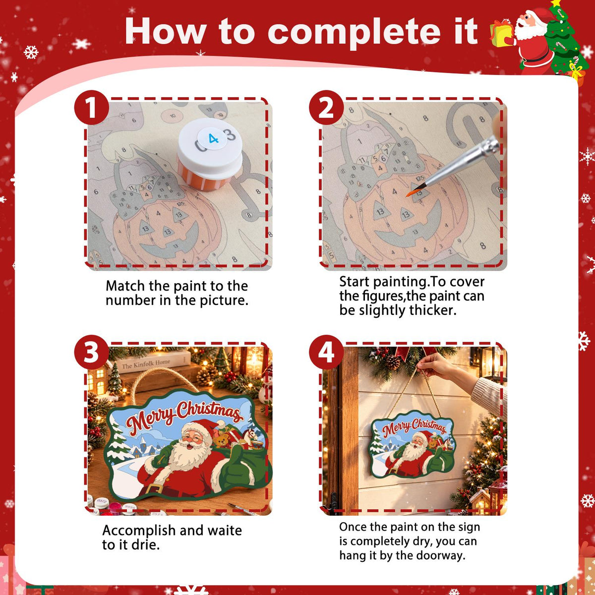 Toy Sack Santa Village Road paint by numbers hanging sign – image 6