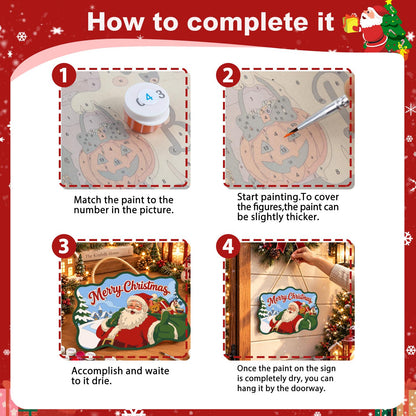 Toy Sack Santa Village Road paint by numbers hanging sign – image 6