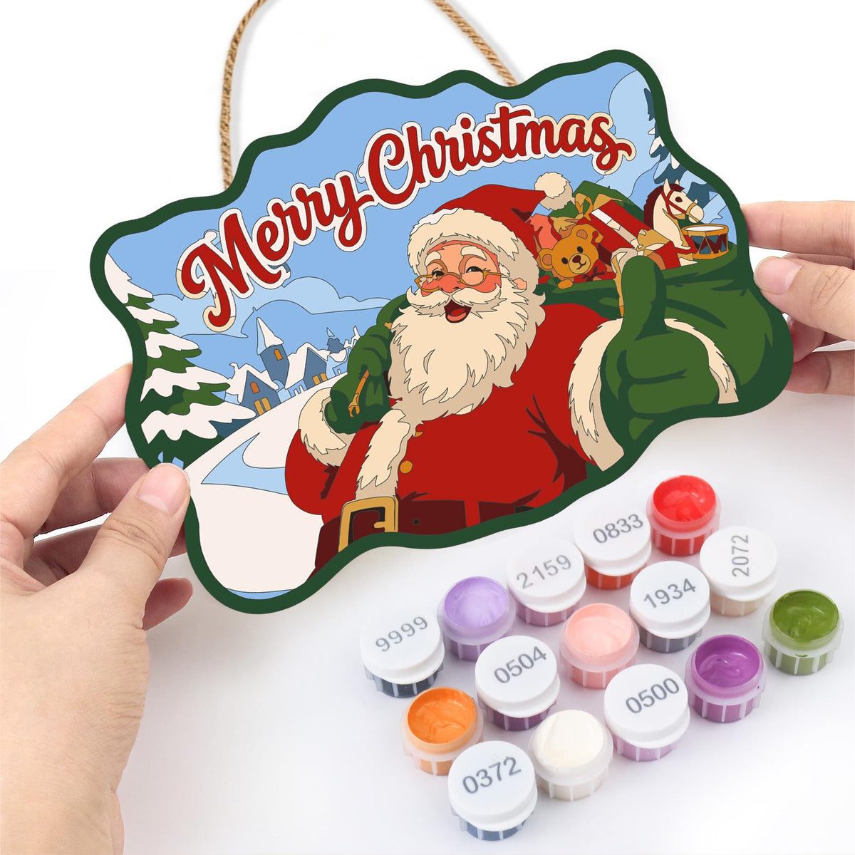 Toy Sack Santa Village Road paint by numbers hanging sign – image 9