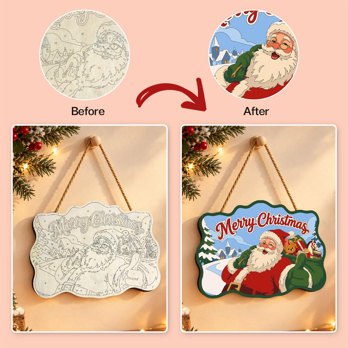 Toy Sack Santa Village Road paint by numbers hanging sign – image 10